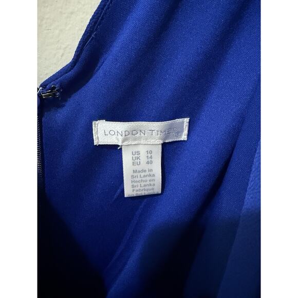 London Times Cobalt Blue Jumpsuit Tie Side V Neck Tank Size 10 - Picture 5 of 7